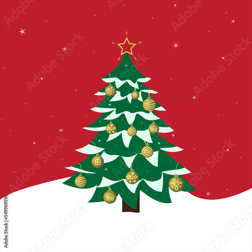 Vector christmas tree with snowflakes
