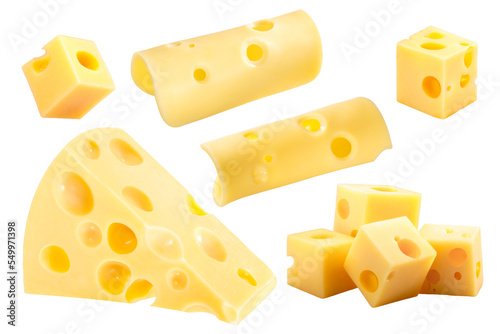 Chees cubes slices wedge isolated