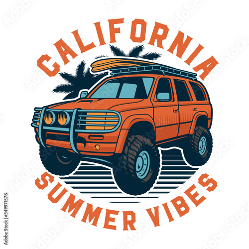 Vintage T-shirt design with SUV car