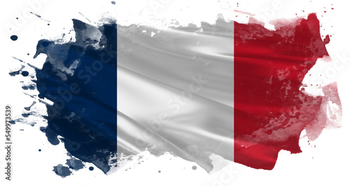 Illustrated flag of France. French flag on a transparent background. Abstract flag shape.