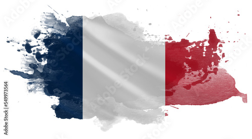 Illustrated flag of France. French flag on a transparent background. Abstract flag shape.