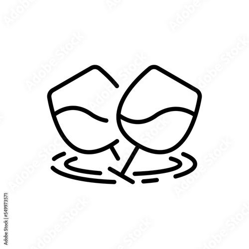 Alcohol line icon. Bottle, glass, leaf, wine, grape, clock, time, aging, restaurant. Drink concept. Vector black line icon on a white background