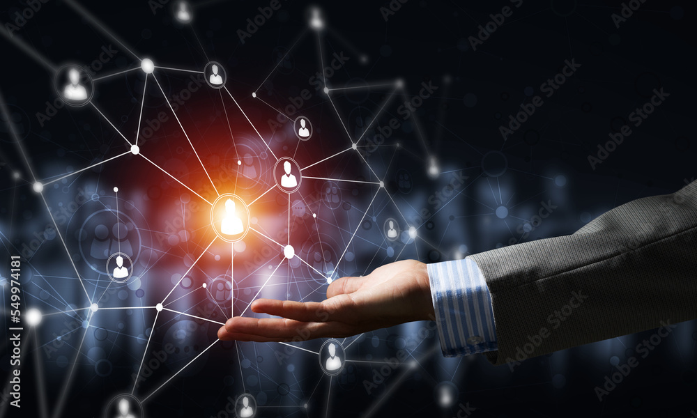 Presenting modern wireless technologies as means of communucation and networking on dark background