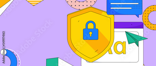 Cyber ​​security safety characters flat vector concept operations illustration
