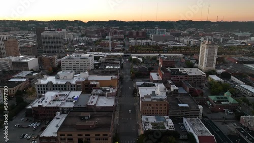 Birmingham Alabama skyline at dawn. Aerial truck shot. photo