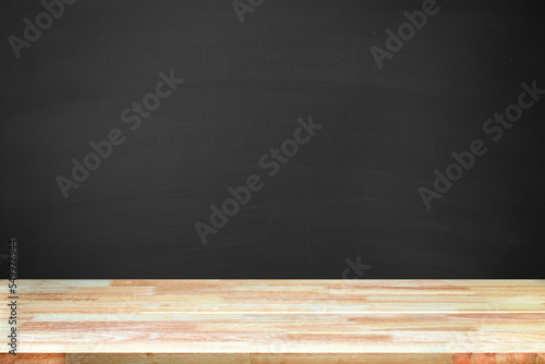 Abstract Natural wood table texture on Chalk rubbed out on background : Top view of plank wood for graphic stand product, interior design or montage display your product. Education concept.