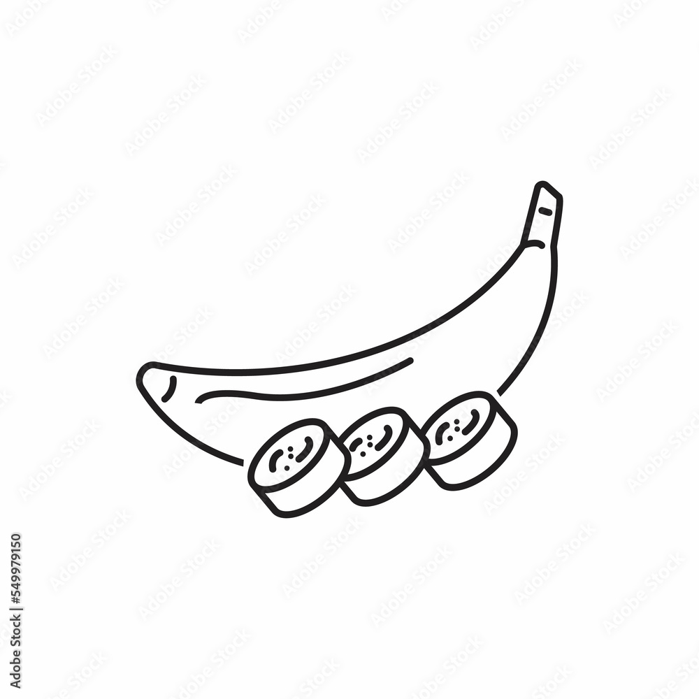 Banana and slices color line icon. Tropical fruit. Pictogram for web page, mobile app, promo. Banana and slices color line icon. Tropical fruit. Pictogram for web page, mobile app, promo.