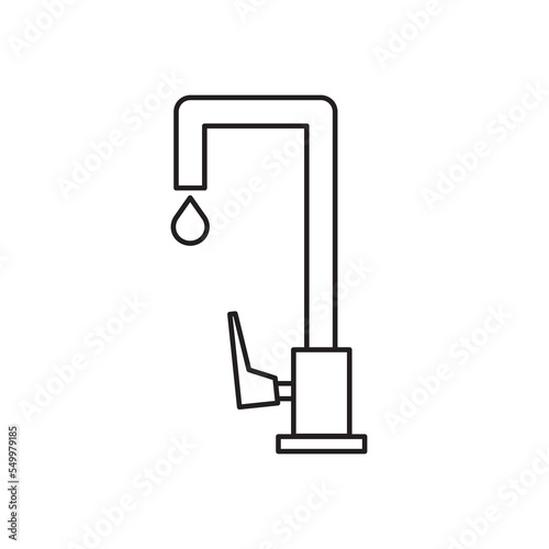 Water drop line icon. Dripping tap with drop linear icon