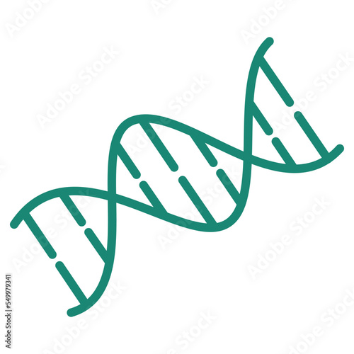 Simple outline modern turquoise schematic icon of the DNA double helix. Minimal vector pictogram with thin lines isolated on transparent background