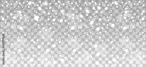 Realistic falling snow or snowflakes background. Vector illustration