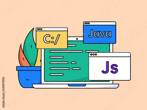 Flat vector concept operation illustration of people working in business
