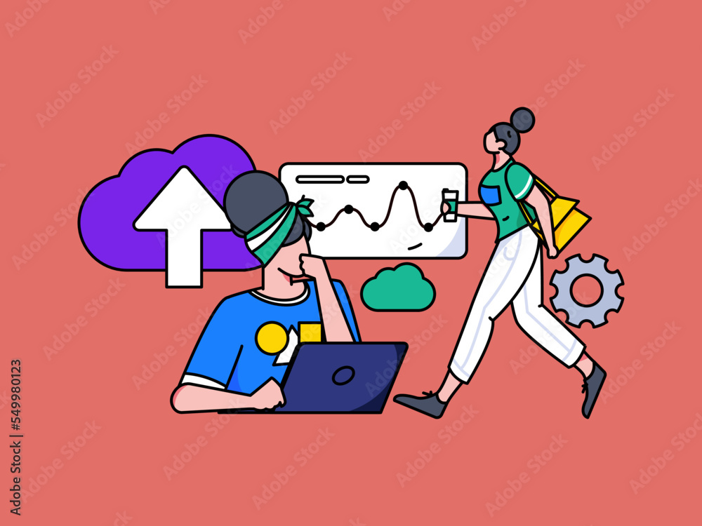 Flat vector concept operation illustration of people working in business

