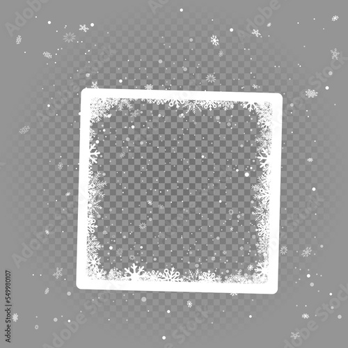 Christmas winter photo snapshot frame with snow