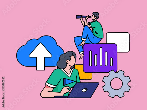 Flat vector concept operation illustration of people working in business
