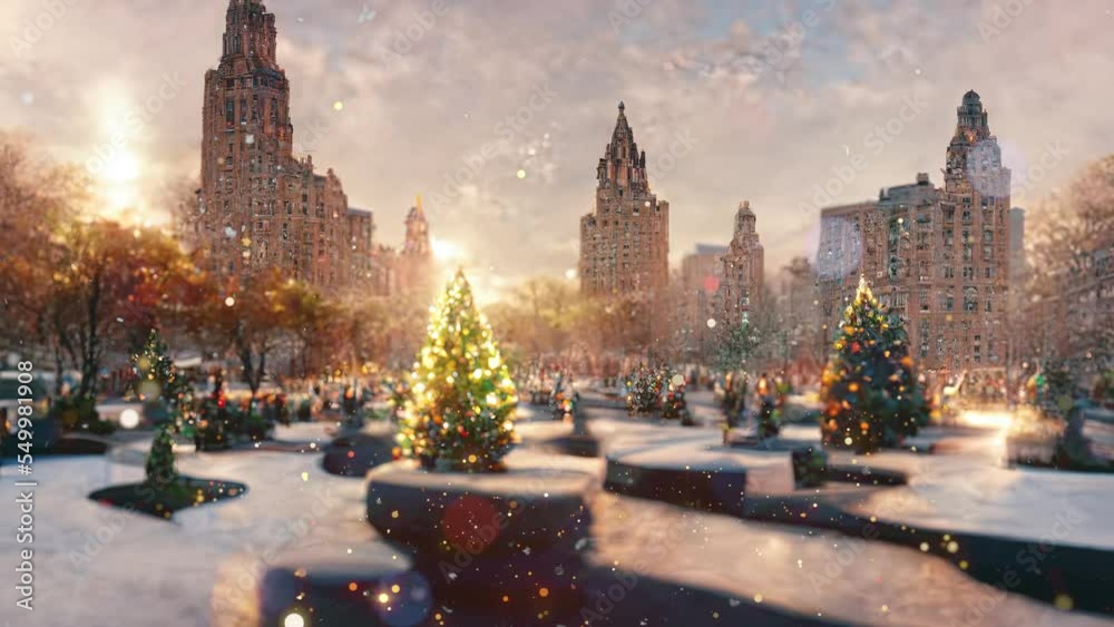 Abstract, Artistic, New York City Christmas, Background in 3D	