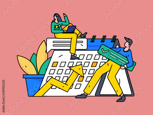 Flat vector concept operation illustration of people working in business 