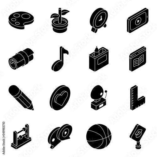 Pack of Learning Flat Isometric Icons

