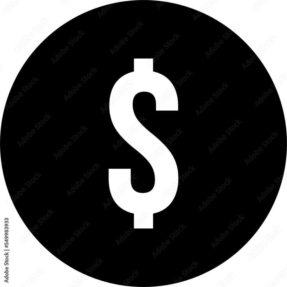 Dollar icon in black and white, button with dollar sign, icon symbolizing money Dollar icon in black and white, button with dollar sign, icon symbolizing money