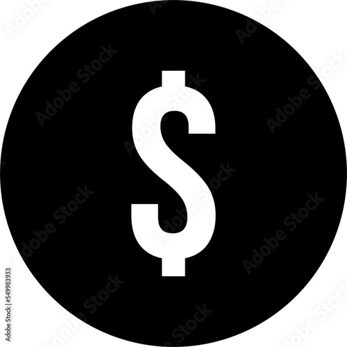 Dollar icon in black and white, button with dollar sign, icon symbolizing money