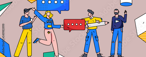 Flat vector concept operation illustration of people working in business
