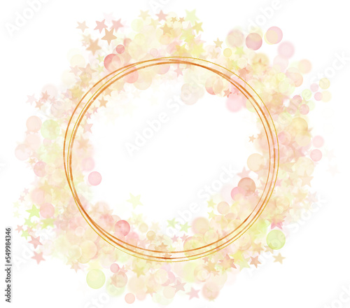 Wallpaper Mural Marco redondo dorado con luces brillantes y efectos bokeh brillantes alrededor. Bokeh redondo y con estrellas, fondo transparente. Destellos dorados brillantes. Plantilla de diseño Torontodigital.ca