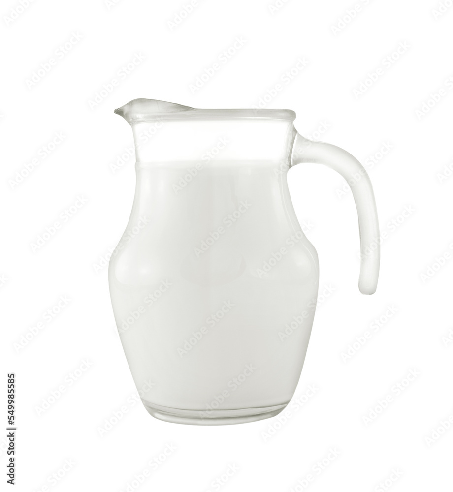 Glass jug of fresh milk on transparent png Glass jug of fresh milk on transparent png