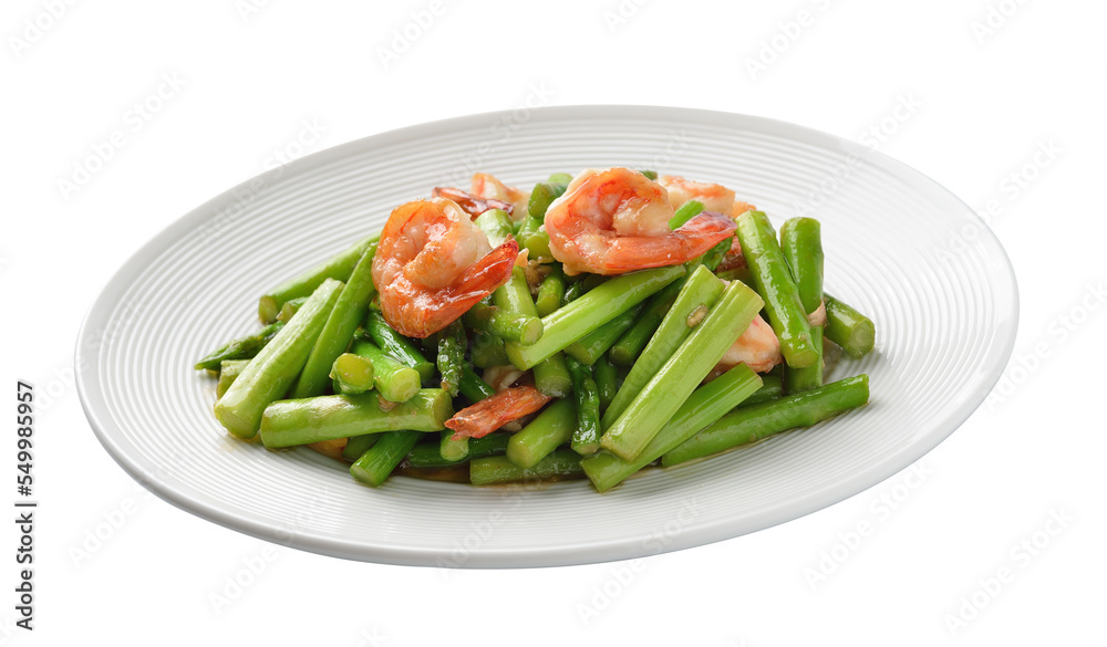 thai food , Asparagus stir fried with prawns on transparent png