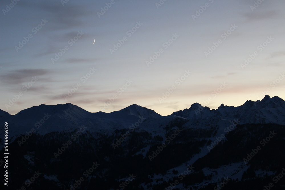 Dawn over the swiss alps