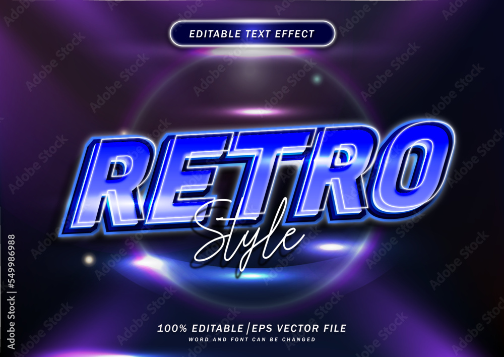 Retro text style effect editab;e. title font mockup . 80s font style.