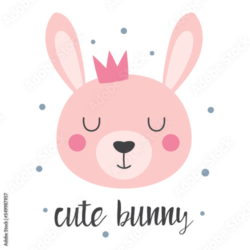cartoon card of cute bunny, print for kids