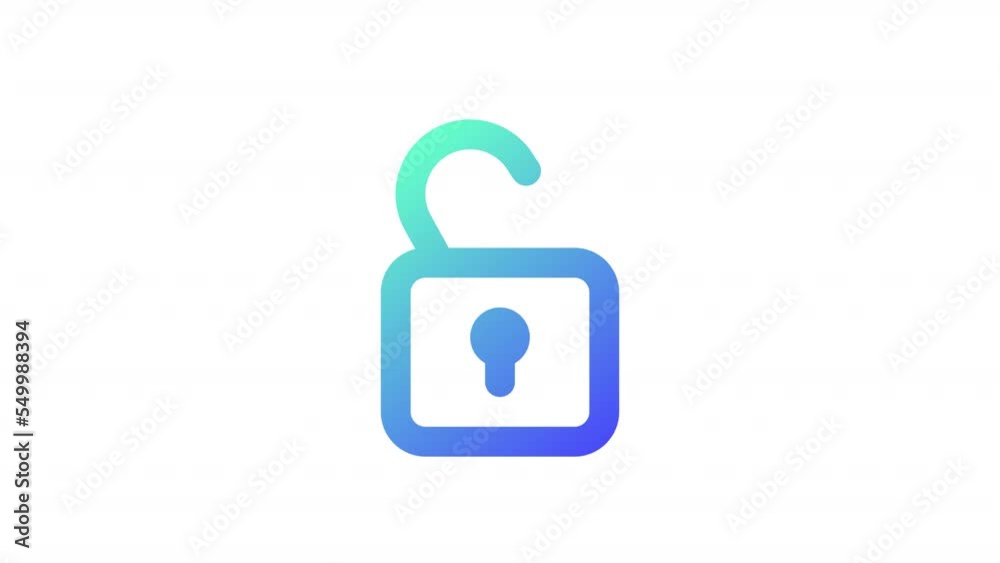 Animated open lock gradient ui icon. Private data access. Seamless loop HD video with alpha channel on transparent background. Line color user interface symbol motion graphic animation Animated open lock gradient ui icon. Private data access. Seamless loop HD video with alpha channel on transparent background. Line color user interface symbol motion graphic animation