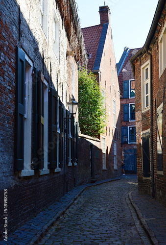 Narrow Street in the Old Town of Leer, East Frisia, Lower Saxony