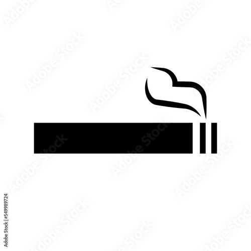 Cigarette and smoke silhouette icon. Smoking. Vector.