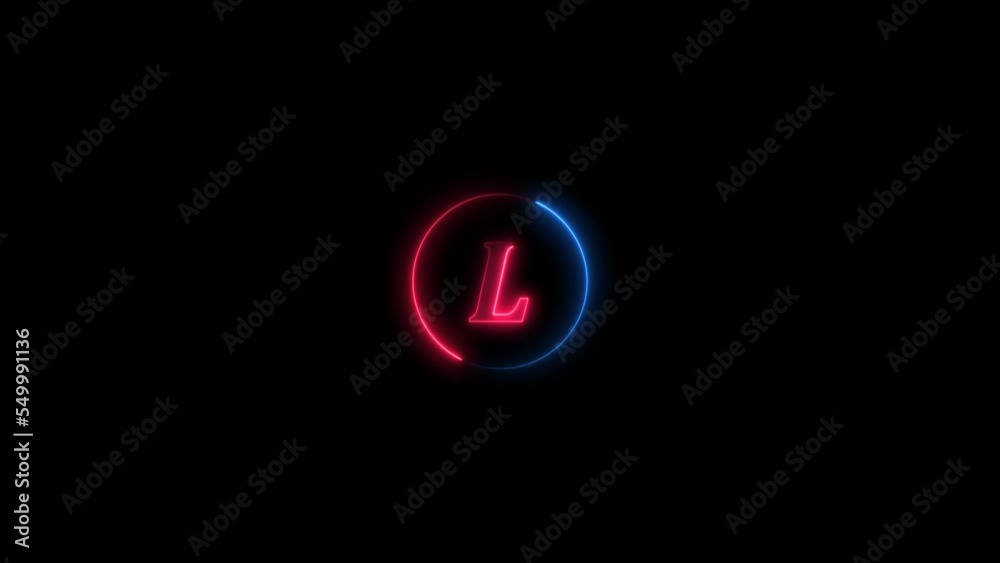 Neon L letter intro animated black background Neon L letter intro animated black background