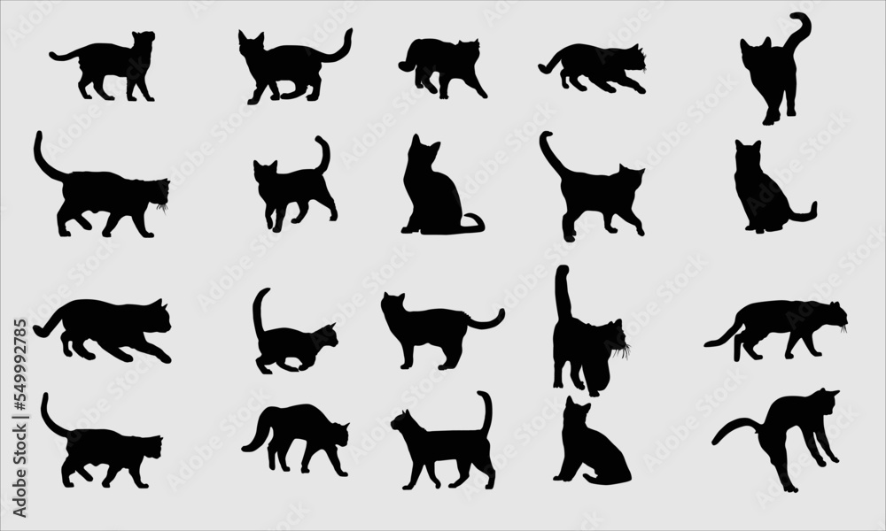 Obraz premium Cat silhouette bundle design, Clip art set on white background, Vector EPS 10