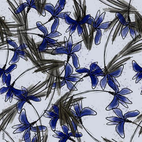 Seamless bright floral watercolor background for print. Watercolor and ink.