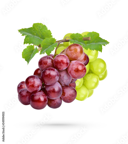 Fresh grape with leaves isolated on white background