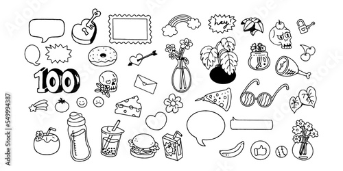 Vector illustration of Doodle cute for kid  Hand drawn set of cute doodles for decoration on white background Funny Doodle Hand Drawn Page for coloring.