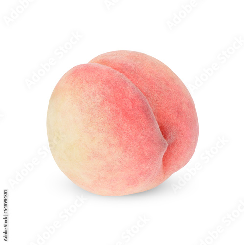 Obraz na plátně Fresh peach with leaves isolated on white background