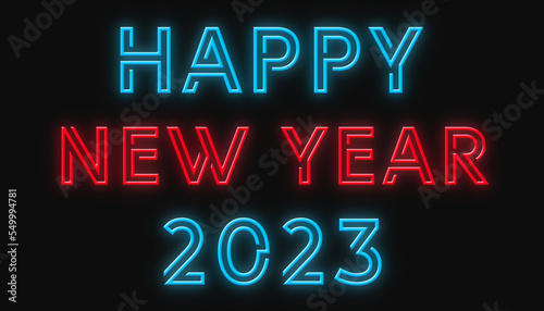 Happy New Year 2023 neon sign illustration