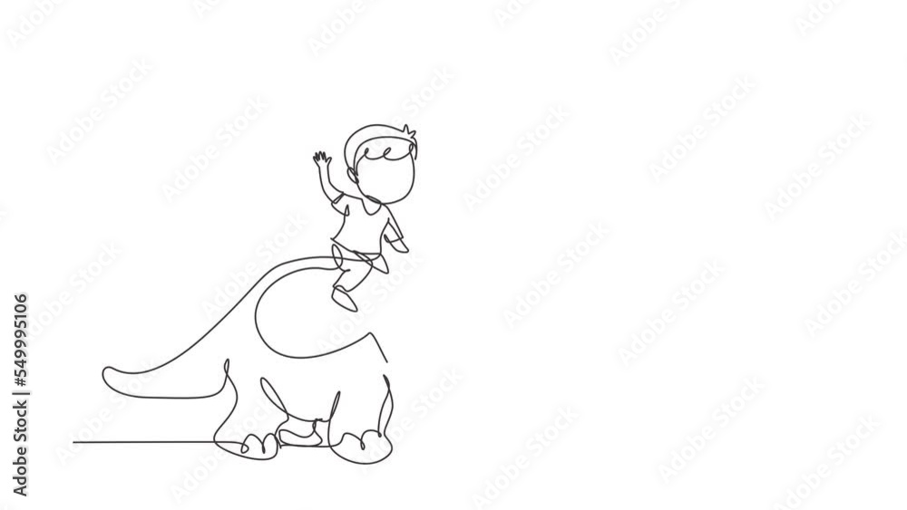 Self drawing animation of single line draw boy caveman riding triceratops. Young kid sitting on back of dinosaur. Stone age children. Ancient human life. Continuous line draw. Full length animated Self drawing animation of single line draw boy caveman riding triceratops. Young kid sitting on back of dinosaur. Stone age children. Ancient human life. Continuous line draw. Full length animated