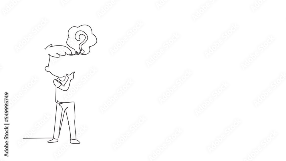 Thinking Signs Animation Animated self drawing of continuous line draw cute boy thinking. Kids ...