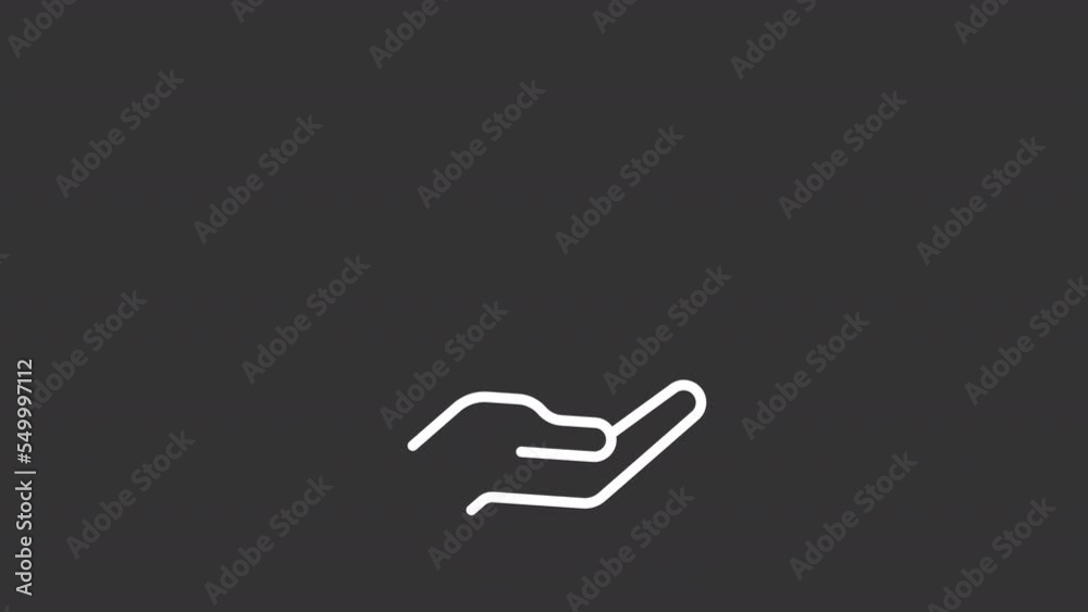 Animated gift white line ui icon. Present for customer. Seamless loop HD video with alpha channel on transparent background. Isolated user interface symbol motion graphic design for night mode