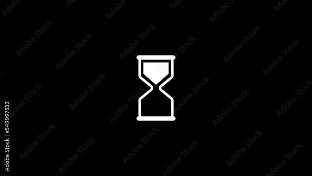 hourglass icon animation.white icon on black background.luma matte