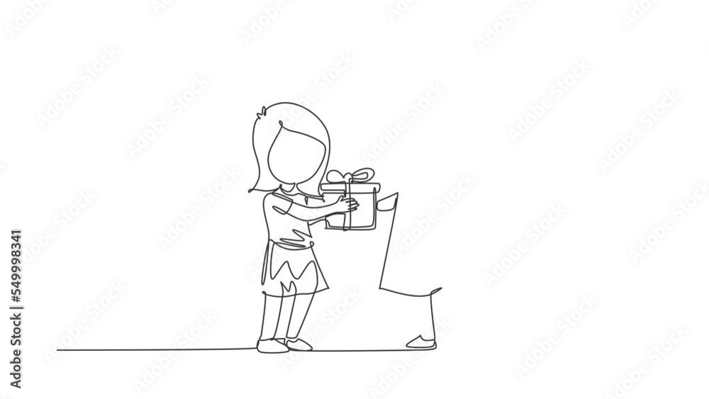 Receiving Draw Self drawing animation of single line draw girl giving her friend ...