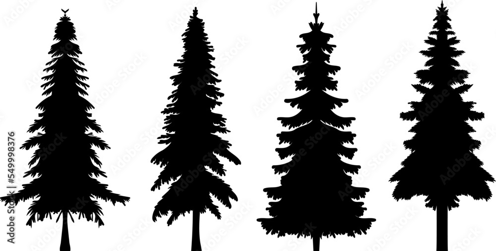 Obraz premium silhouette of christmas tree, fir tree design vector isolated