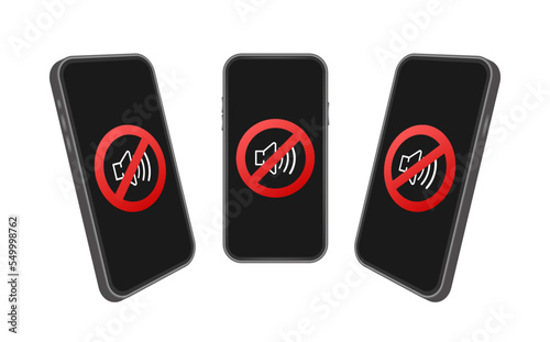 No sound phone. Telephone call. Cell phone vector icon. Device icon. Vector stock illustration.