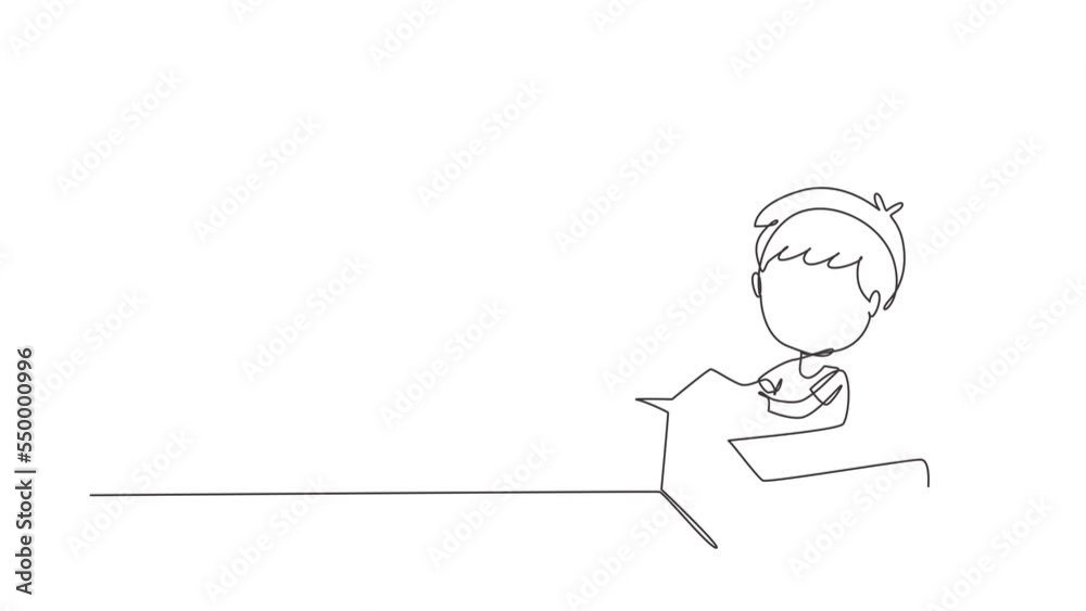 Self drawing animation of single line draw boy driving cardboard car. Child ride on toy car made of cardboard. Creative kids plays with his cardboard car. Continuous line draw. Full length animated Self drawing animation of single line draw boy driving cardboard car. Child ride on toy car made of cardboard. Creative kids plays with his cardboard car. Continuous line draw. Full length animated
