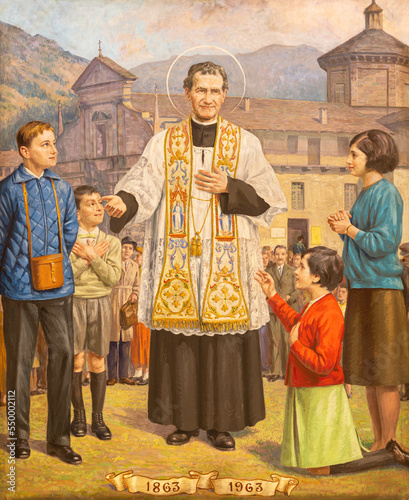 BIELLA, ITALY - JULY 15, 2022: The painting of Death of St. Joseph in the church Chiesa di San Casiano by P. G. Crida (1966).