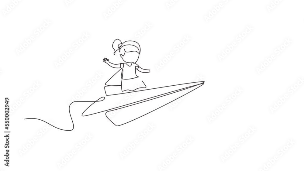 Animated self drawing of continuous line draw Happy two little girls ...